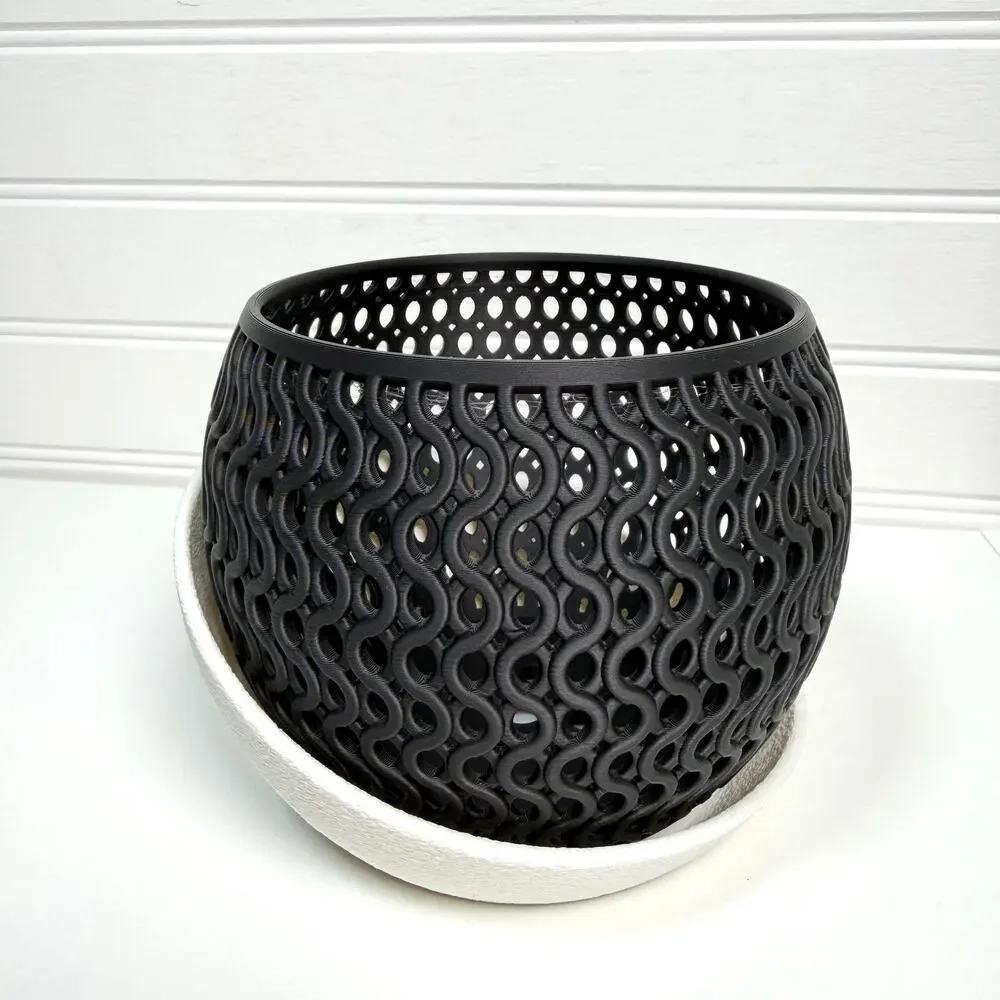 The Echo Orchid Planter, Indoor Tabletop Orchid Pot, Wavy Geometric Design